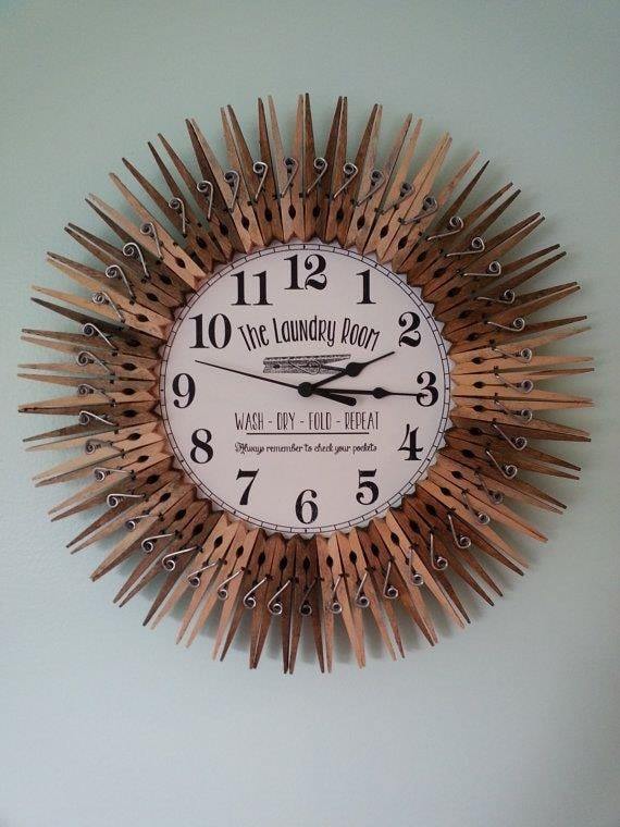 clothespin wall clock