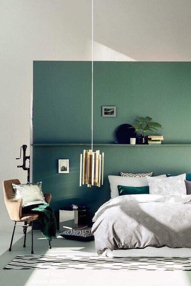 dark green bedroom