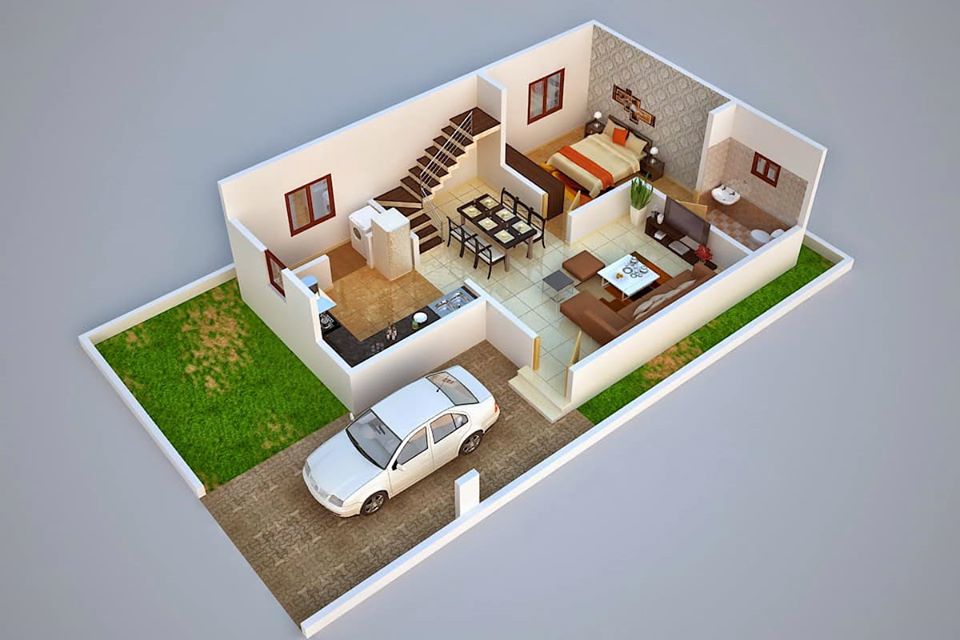 Duplex House 3d Plans