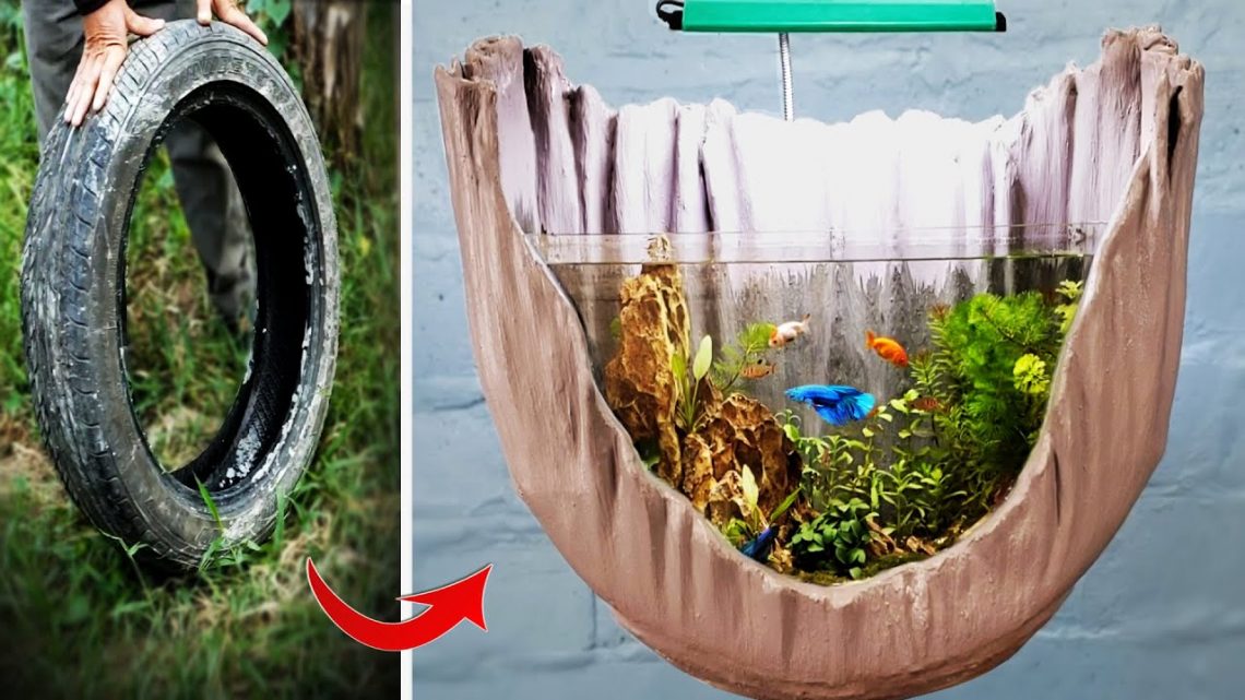 Make Special Fish Aquarium With Cement and Tire
