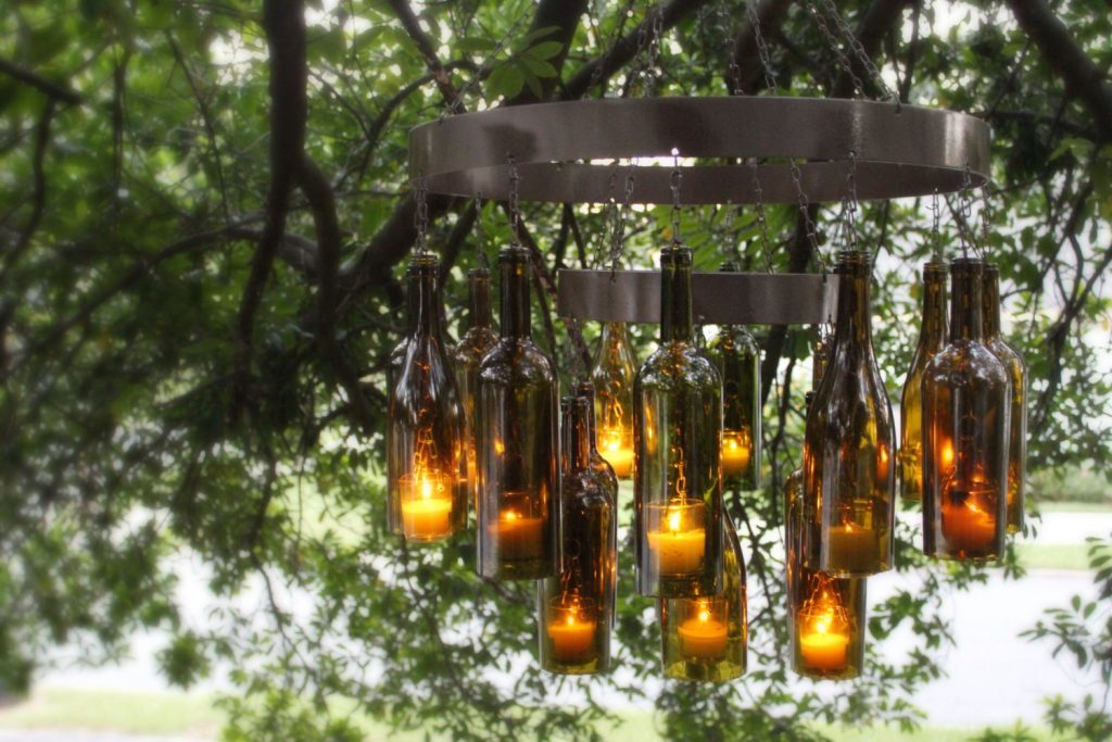 wine bottles chandelier