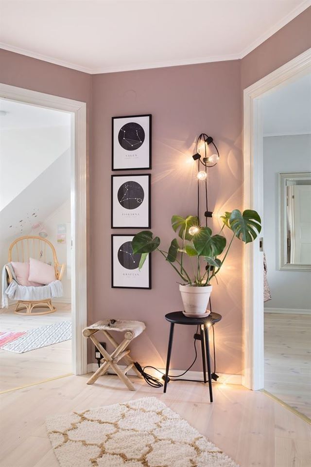 entryway pink walls